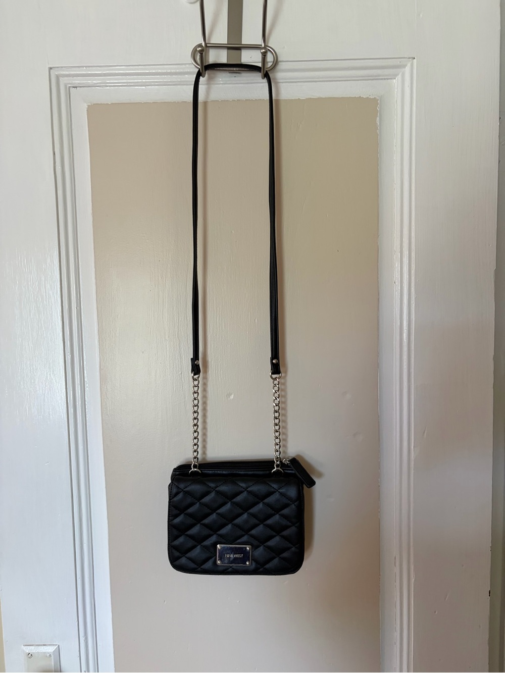Nine West Black Quilted Crossbody with Chain Strap